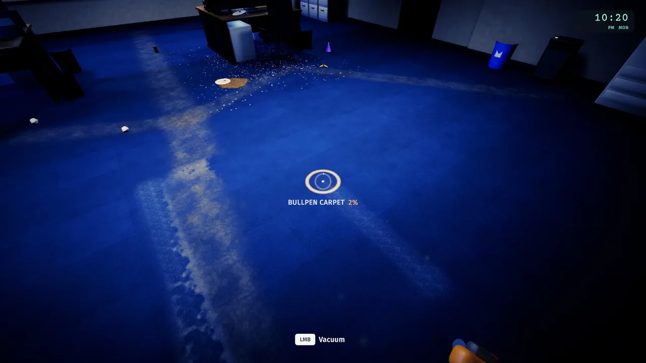Vacuum stripes in the bullpen carpet.