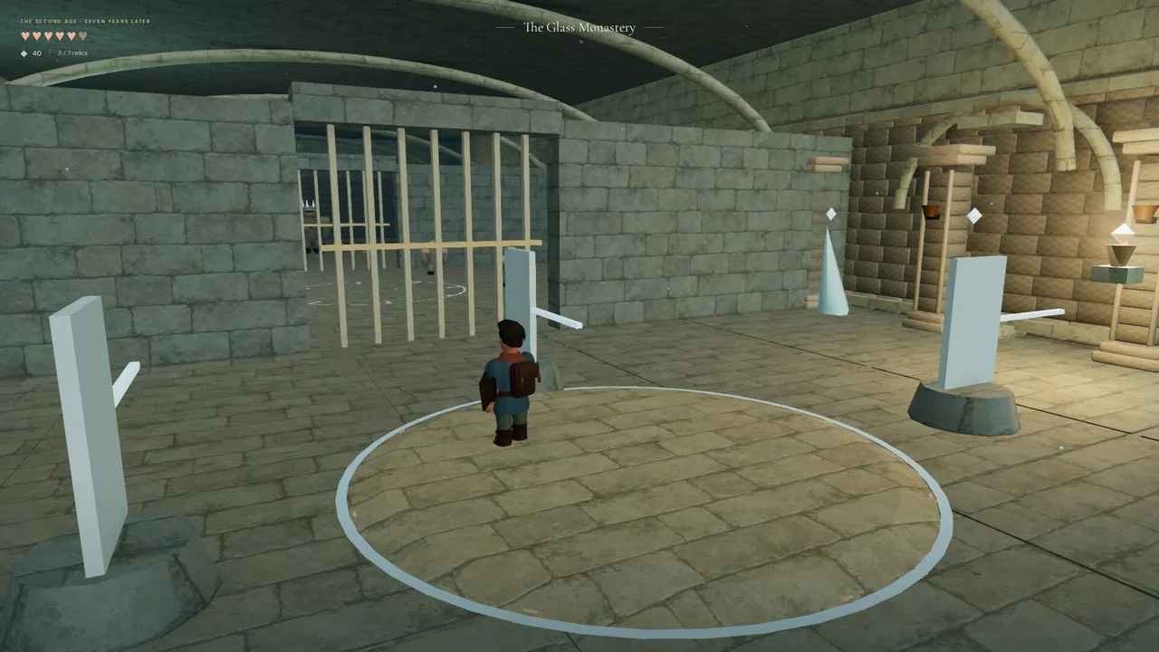 Turning star mirrors in the Glass Monastery.