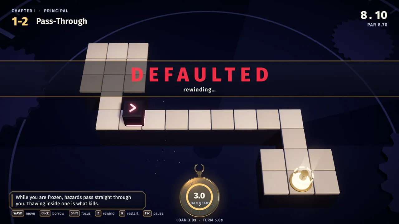 Defaulted: the player thawed inside a slider and time rewinds.