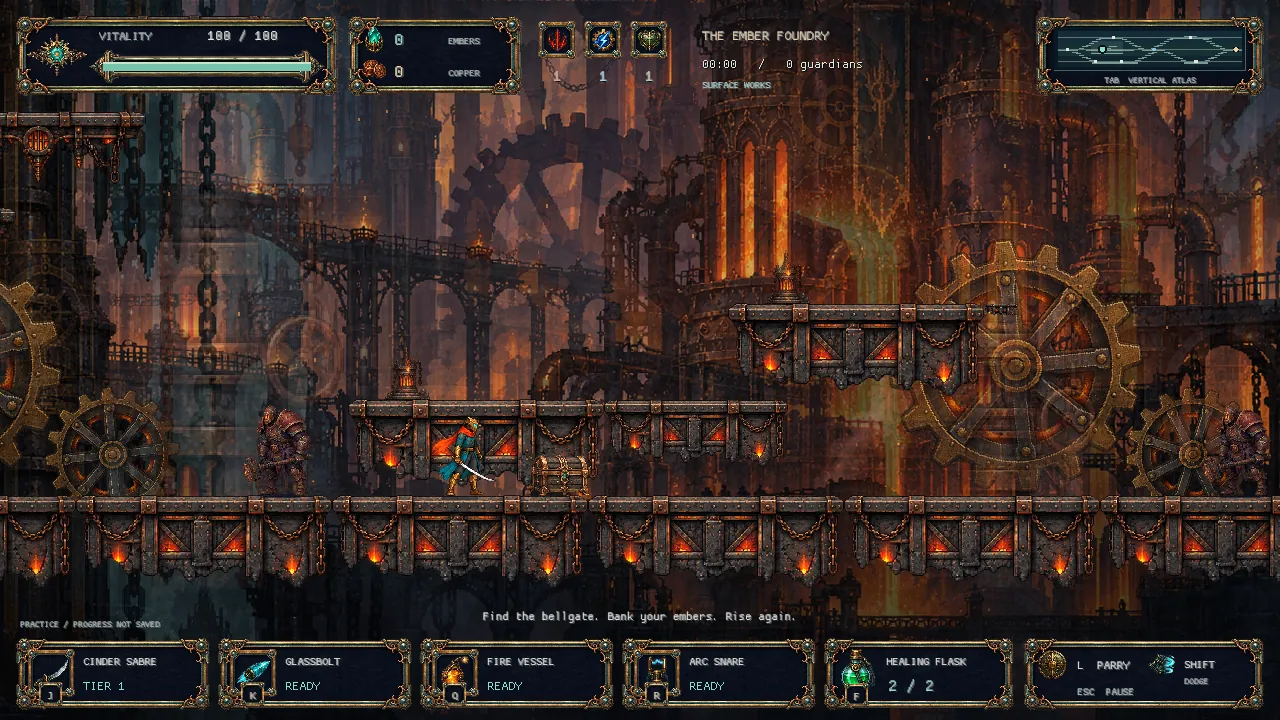 The Ember Foundry's industrial scenery and molten light.