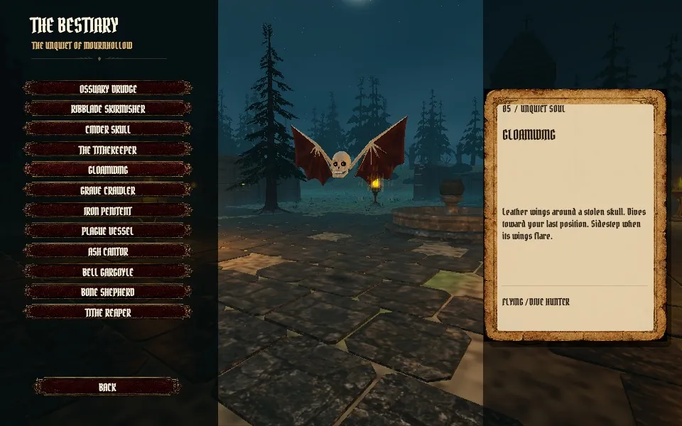 Gloamwing flying enemy in the bestiary.