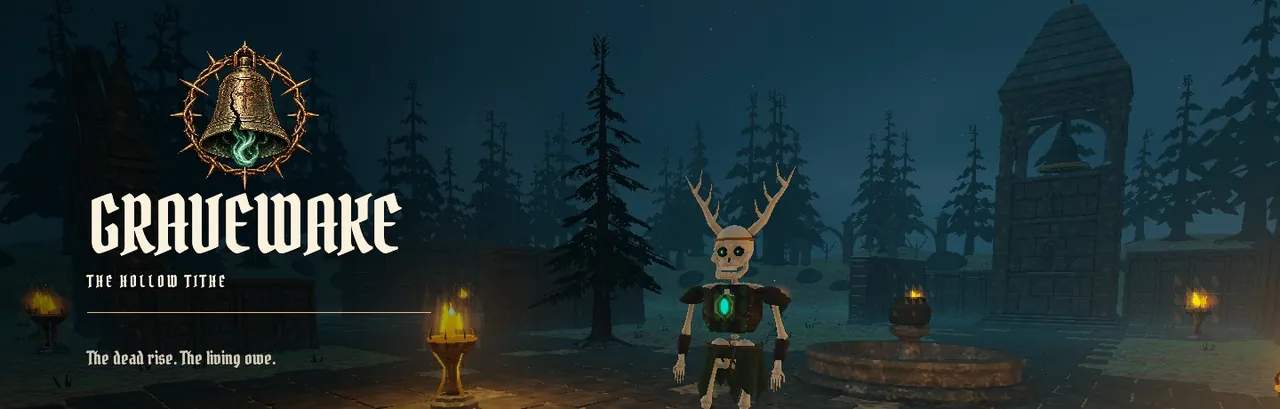 Gravewake: The Hollow Tithe, the bell above a haunted cemetery.