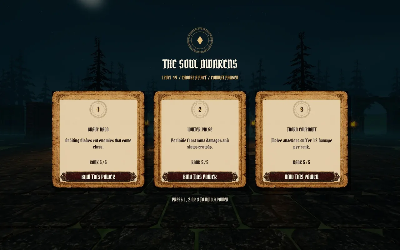 Three soul powers offered during a level up.