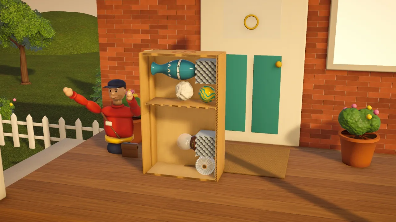 Dash the courier tosses the parcel onto the porch.