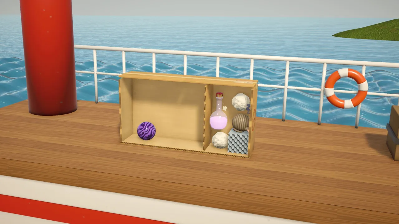 The ferry deck on rough seas, with a big wave coming.
