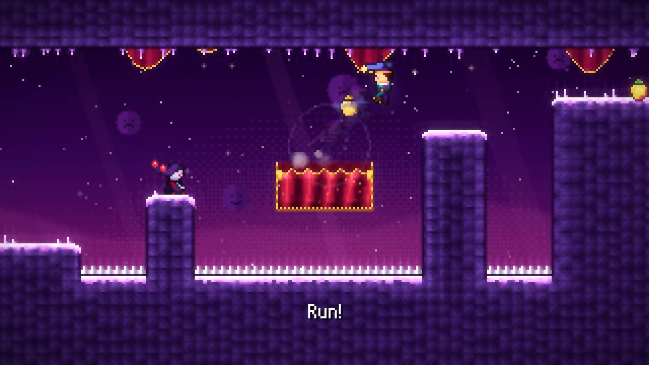 The Grin, Mira's mirror image, chases her through the Hollow Stage, replaying her every move.